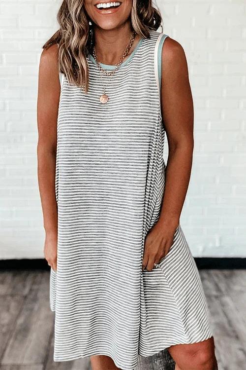 Stripe Sleeveless Mini Dress