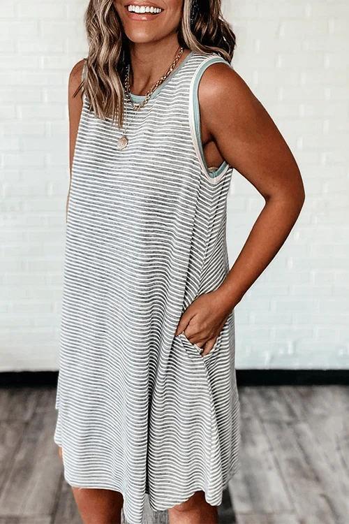 Stripe Sleeveless Mini Dress