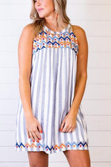 Stripe Pockets Slip Mini Dress