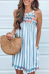 Stripe Pockets Slip Mini Dress