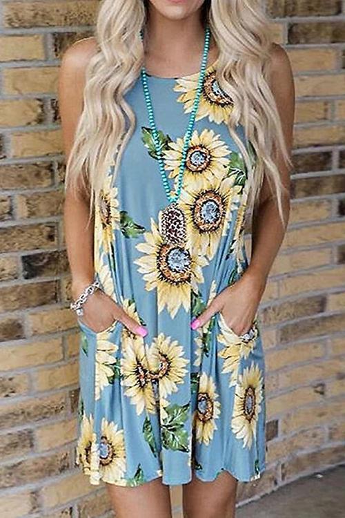Sunflower Sleeveless Mini Dress