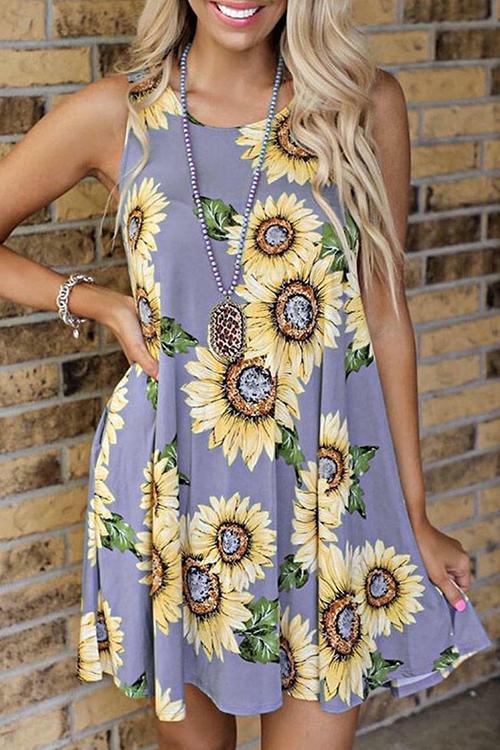 Sunflower Sleeveless Mini Dress