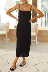 Solid Slip Straight Maxi Dress