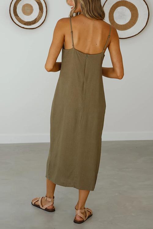 Solid Slip Straight Maxi Dress