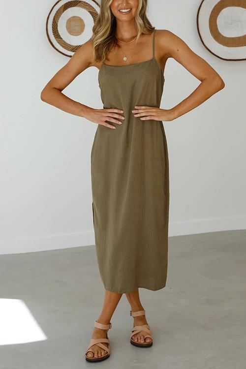Solid Slip Straight Maxi Dress