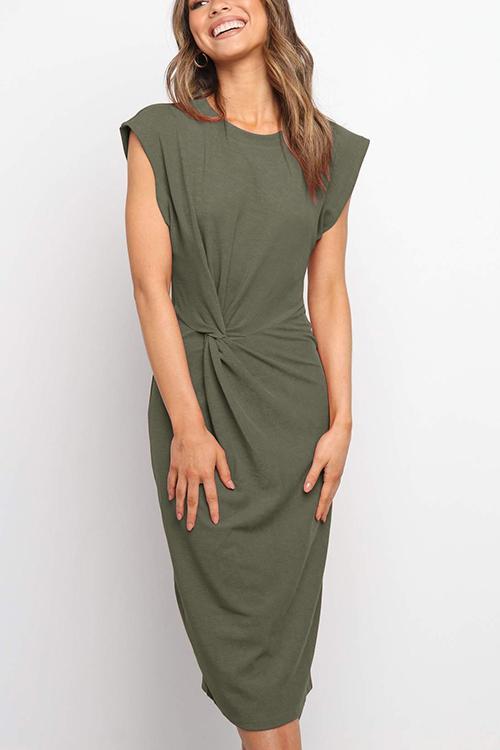 Solid Twist Sleeveless Dress