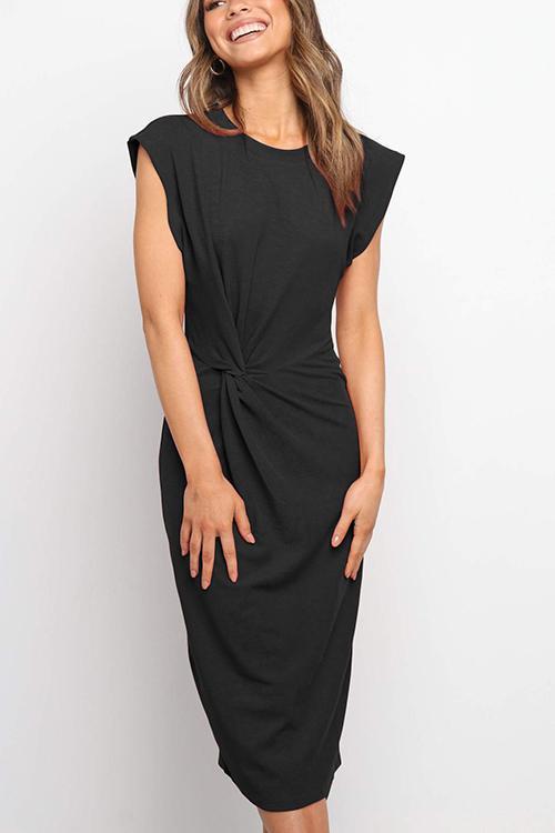 Solid Twist Sleeveless Dress