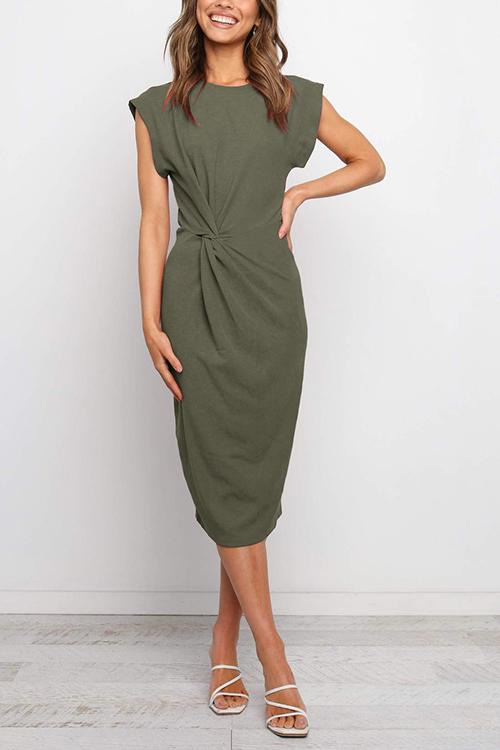 Solid Twist Sleeveless Dress