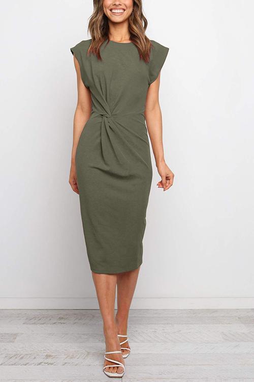 Solid Twist Sleeveless Dress