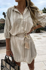 Tassels Ethnic Print Half Sleeve Mini Dress