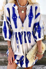 Boho Print Half Sleeve Mini Dress