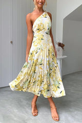 Floral One Shoulder Layer Maxi Dress