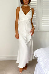 Fixed Straps Backless Slip Maxi Dress