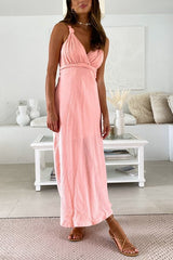 Fixed Straps Backless Slip Maxi Dress