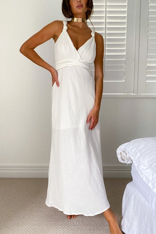 Fixed Straps Backless Slip Maxi Dress