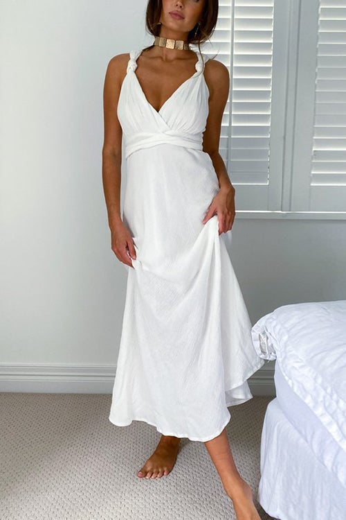 Fixed Straps Backless Slip Maxi Dress
