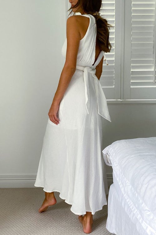 Fixed Straps Backless Slip Maxi Dress
