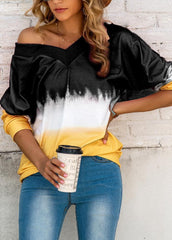 Long Sleeve Patchwork Casual Top
