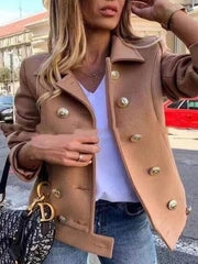 Women's Jackets Double Breasted Long Sleeve Slim Fit Jackets
