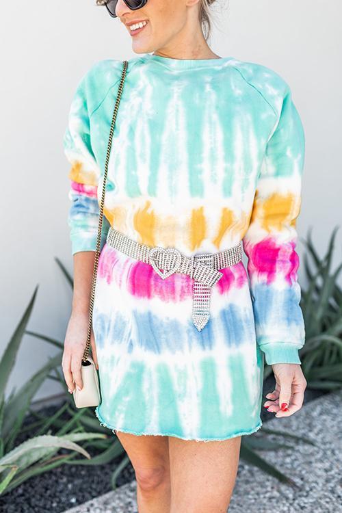 Tie Dye Long Sleeve Hoodie Dress