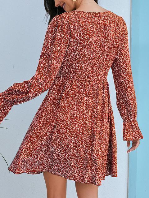 Floral Print Square Neckline Casual Dress