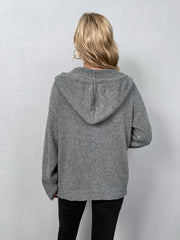 Button Down Solid Color Warm Hoodie Sweater