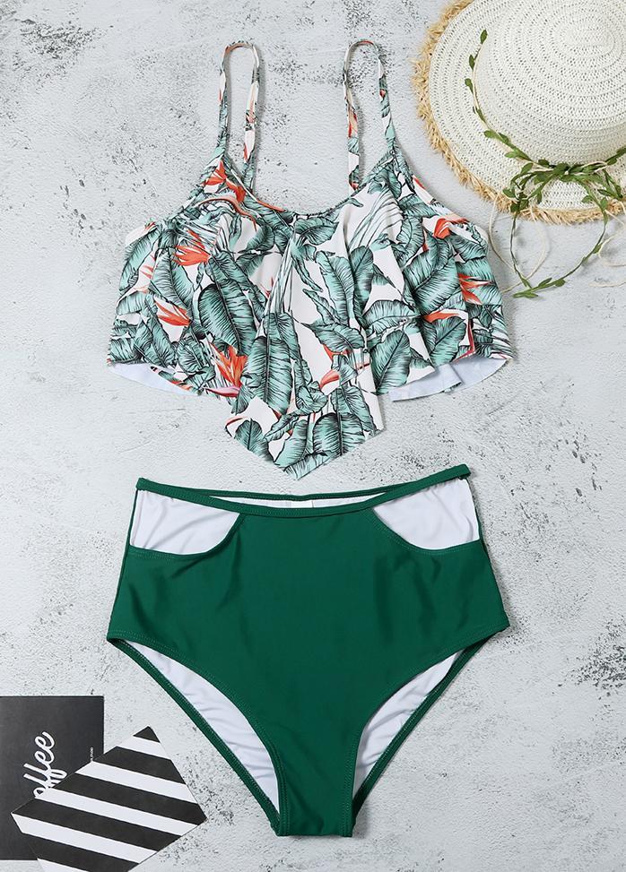 Flouncing Printed Bikini Set