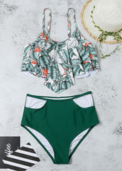 Flouncing Printed Bikini Set