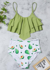 Flouncing Printed Bikini Set