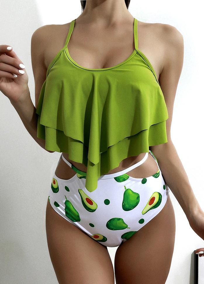 Flouncing Printed Bikini Set
