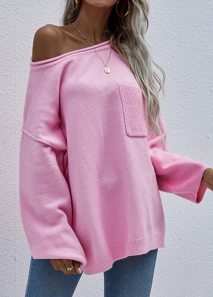 Long Sleeve Round Neck Solid Color Sweater
