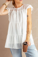 White Polka Dot Babydoll Top