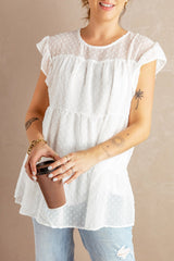 White Polka Dot Babydoll Top
