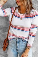 White Stripe Long Sleeve Top
