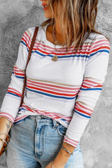 White Stripe Long Sleeve Top