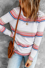 White Stripe Long Sleeve Top