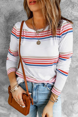White Stripe Long Sleeve Top