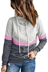 Cowl Neck Colorblock Hoodie