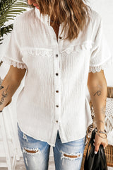 White Lace Short Sleeve Shirt