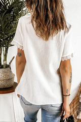 White Lace Short Sleeve Shirt