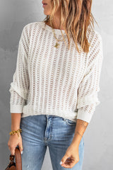 White Hollow-out Sweater