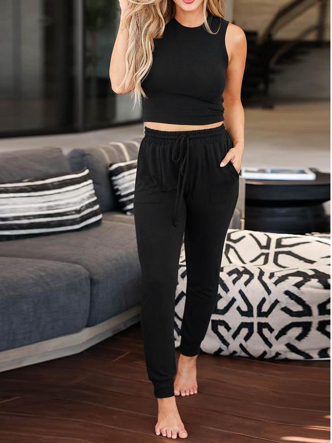 3 Piece Crop Top Long Pants Cardigan Loungewear Set