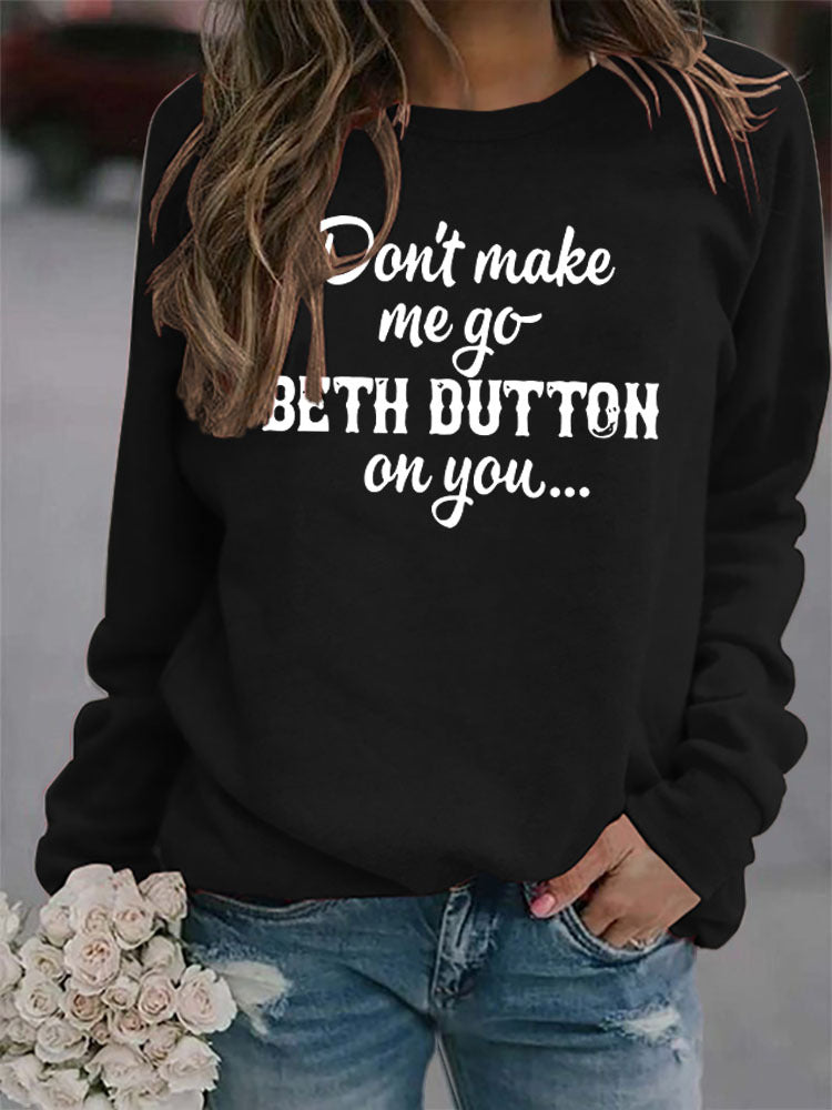 Letter Printed Crew Neck Long Sleeve Loose Sweatshirt