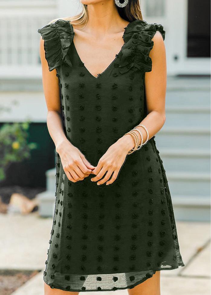 Flouncing V Neck Sleeveless Mini Dress