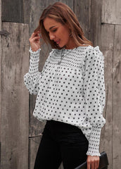 Long Sleeve Round Neck Printed Blouse