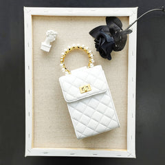 Classic Pearl Women's Shoulder Fashion Mini Rhombus Chain Handbags