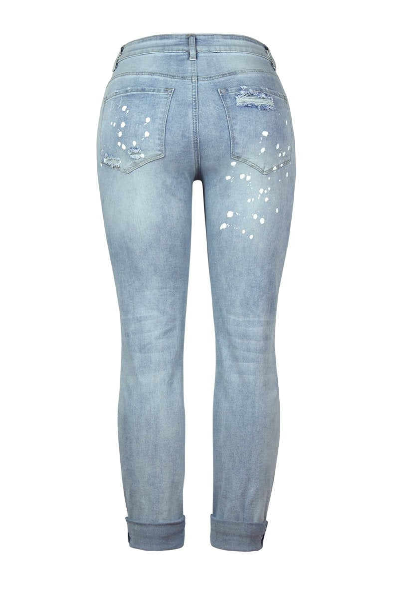 Casual Long Ripped Denim Jeans