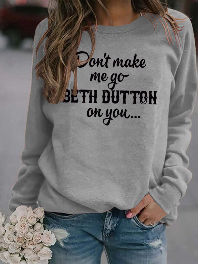 Letter Printed Crew Neck Long Sleeve Loose Sweatshirt