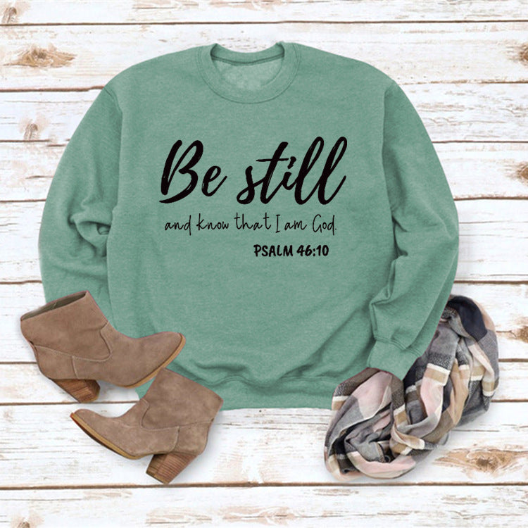 Letter Print Long Sleeve O-Neck Loose Sweatshirt