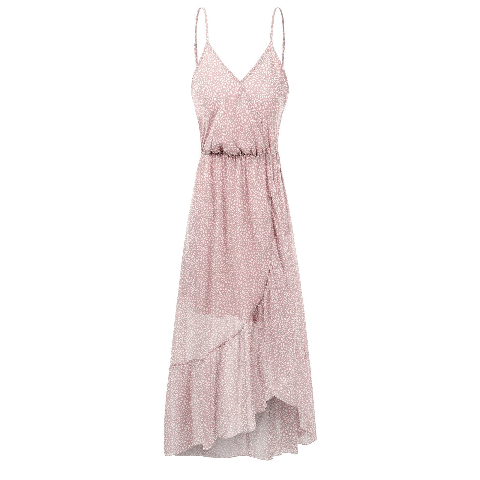 Casual V Neck Sleeveless Spaghetti Strap Dot Maxi Dress